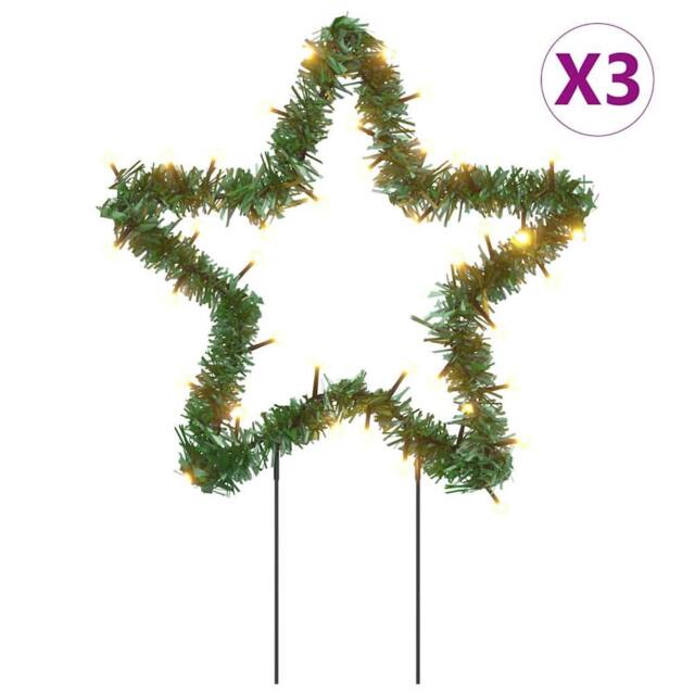 Berkfield Home Christmas Light Decorations with Spikes 3 pcs Star 50 LEDs 29 cm in Green - image 1