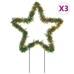 Berkfield Home Christmas Light Decorations with Spikes 3 pcs Star 50 LEDs 29 cm in Green
