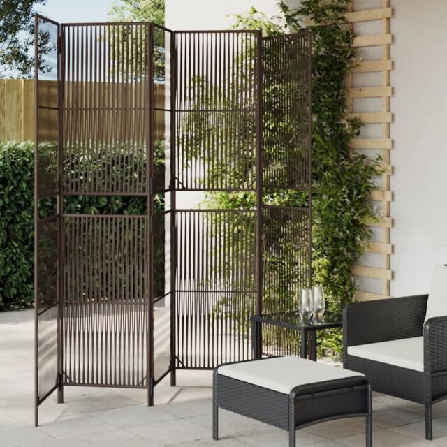 Berkfield Home Room Divider 6 Panels Brown Poly Rattan - image 1