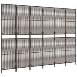 Berkfield Home Room Divider 6 Panels Brown Poly Rattan - thumbnail 4