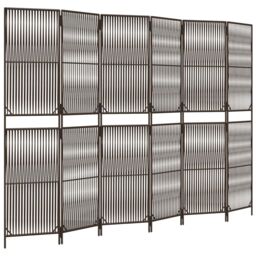 Berkfield Home Room Divider 6 Panels Brown Poly Rattan - thumbnail 2
