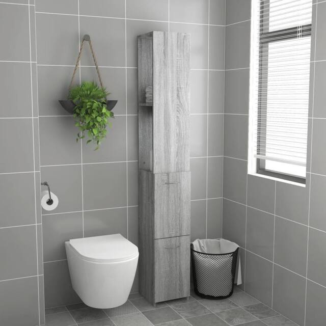 Berkfield Home Premium Bathroom Cabinet Grey Sonoma 25x26.5x170 cm Engineered Wood - image 1