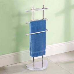 Havendro 3 Tier 3 Arm Chrome Towel Stand with Weighted Base in Silver - Size: 60 cm x 45 cm