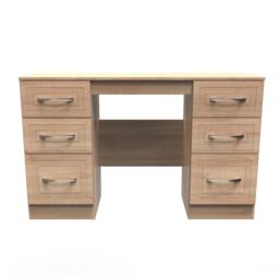 Ready Assembled 2 U Oxford 6 Drawer Kneehole Desk (Ready Assembled) in Natural - thumbnail 2