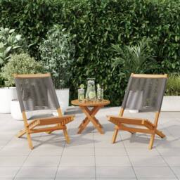 Berkfield Home Garden Chairs 2 pcs Grey Solid Wood Acacia & Polypropylene - thumbnail 1