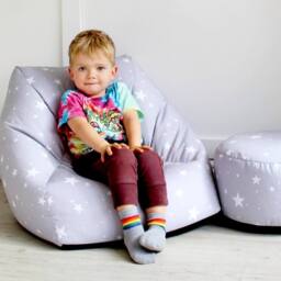 rucomfy Beanbags rucomfy Indoor Grey Stars Snuggle Chair Bean Bag - Kids Armchair Seat - thumbnail 2
