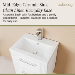 Balterley Wall Hung 2 Drawers Vanity Unit - Mid-Edge Basin 500mm, Satin White - thumbnail 4