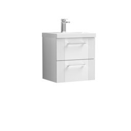 Balterley Wall Hung 2 Drawers Vanity Unit - Mid-Edge Basin 500mm, Satin White