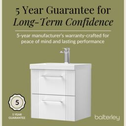 Balterley Wall Hung 2 Drawers Vanity Unit - Mid-Edge Basin 500mm, Satin White - thumbnail 6