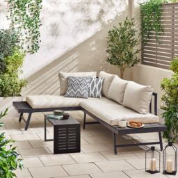 FurnitureboxUK Riviera 2 Person Modular Chaise Garden Sofa Sun Lounger in Grey