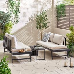 FurnitureboxUK Riviera 2 Person Modular Chaise Garden Sofa Sun Lounger in Grey - thumbnail 2