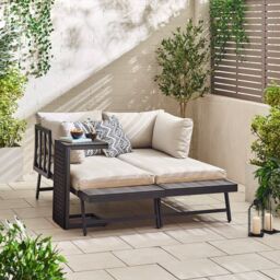FurnitureboxUK Riviera 2 Person Modular Chaise Garden Sofa Sun Lounger in Grey - thumbnail 3