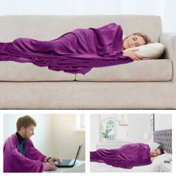Alivio Faux Fur Aubergiene Throw Luxury Super Soft Plain Bed Sofa Settee Throw Blanket in Aubergine - Size: 150 cm x 200 cm - thumbnail 2