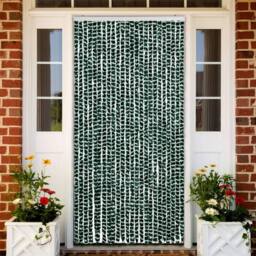 Berkfield Home Insect Curtain Green & White 100x220 cm Chenille - thumbnail 2