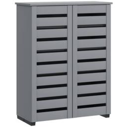 HOMCOM Shoe Storage Cabinet with Slatted Doors for 15 Pairs of Shoes in Dark Grey - thumbnail 2