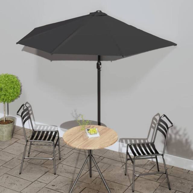 Berkfield Home Balcony Parasol with Aluminium Pole Black 270x144x222 cm Half - Size: 270 x 144 x 222 cm - image 1
