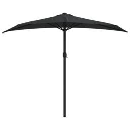 Berkfield Home Balcony Parasol with Aluminium Pole Black 270x144x222 cm Half - Size: 270 x 144 x 222 cm - thumbnail 3