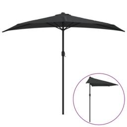 Berkfield Home Balcony Parasol with Aluminium Pole Black 270x144x222 cm Half - Size: 270 x 144 x 222 cm - thumbnail 2