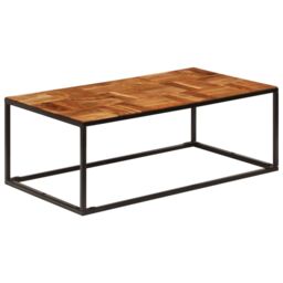 Berkfield Home Coffee Table 110x60x40 cm Solid Acacia Wood & Steel in Brown - Size: 110 x 60 x 40 cm - thumbnail 1