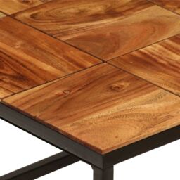 Berkfield Home Coffee Table 110x60x40 cm Solid Acacia Wood & Steel in Brown - Size: 110 x 60 x 40 cm - thumbnail 6