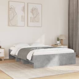 Berkfield Home Durable Bed Frame without Mattress Concrete Grey 140x190cm Engine - Size: 140x190 cm - thumbnail 2