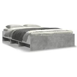 Berkfield Home Durable Bed Frame without Mattress Concrete Grey 140x190cm Engine - Size: 140x190 cm - thumbnail 3