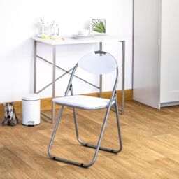 Harbour Housewares 6x Padded Folding Chairs Metal Frame Easy Store Portable Folding Seats in White - thumbnail 5