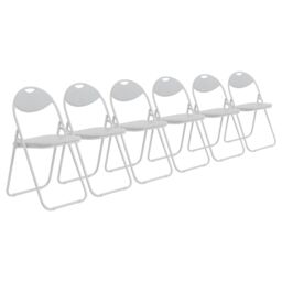 Harbour Housewares 6x Padded Folding Chairs Metal Frame Easy Store Portable Folding Seats in White