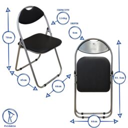 Harbour Housewares 6x Padded Folding Chairs Metal Frame Easy Store Portable Folding Seats in White - thumbnail 3