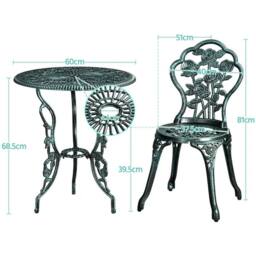 EONLION Green Rose 3 Piece Patio Bistro Table Set with Umbrella Hole - thumbnail 2