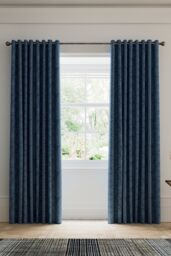 V & A 'Silk Road Paisley' Lined Curtains in Blue - Size: 167 cm width x 183 cm drop
