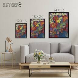 "Artery8 Still Life with Lilies Ernst Ludwig Kirchner Black Framed Canvas Art - Size: W12"" x H16""" - thumbnail 4
