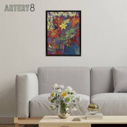 "Artery8 Still Life with Lilies Ernst Ludwig Kirchner Black Framed Canvas Art - Size: W12"" x H16""" - thumbnail 3