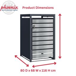 Phoenix Safe Company Single Wheelie Bin Storage, GB1168ASK, Silver Effect, 80D x 68W x 116H CM - thumbnail 3