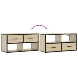 Berkfield Home TV Cabinet Sonoma Oak 80x31x39.5 cm Engineered Wood & Metal in Light Tan - thumbnail 7