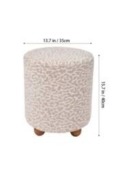 Living and Home Chenille Upholstered Footstool with Round Wooden Legs in Light Brown - thumbnail 4