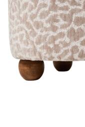 Living and Home Chenille Upholstered Footstool with Round Wooden Legs in Light Brown - thumbnail 6