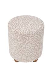 Living and Home Chenille Upholstered Footstool with Round Wooden Legs in Light Brown - thumbnail 8