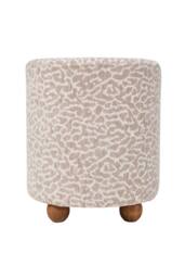 Living and Home Chenille Upholstered Footstool with Round Wooden Legs in Light Brown - thumbnail 9