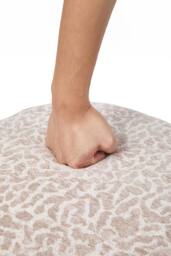 Living and Home Chenille Upholstered Footstool with Round Wooden Legs in Light Brown - thumbnail 7