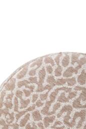 Living and Home Chenille Upholstered Footstool with Round Wooden Legs in Light Brown - thumbnail 5