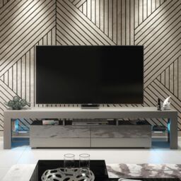 Creative Furniture Nova TV Unit 200cm - A Spacious & Modern Cabinet with Gloss Doors & LED Lights in Dark Grey