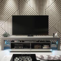 Creative Furniture Nova TV Unit 200cm - A Spacious & Modern Cabinet with Gloss Doors & LED Lights in Dark Grey - thumbnail 2