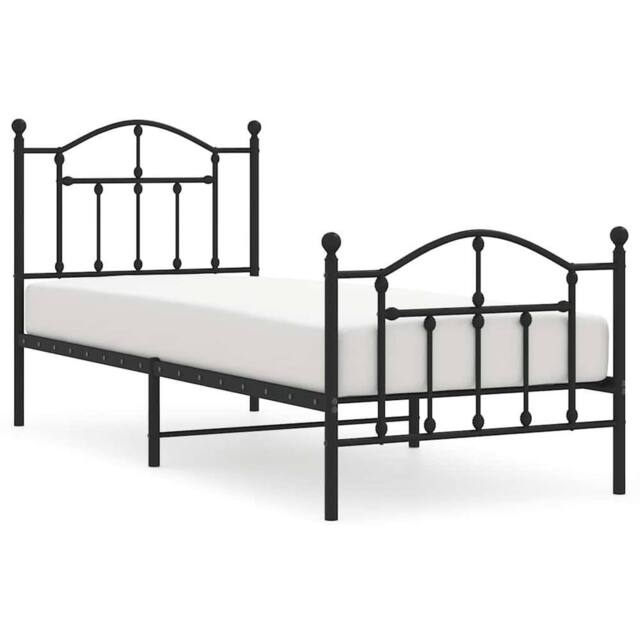 Berkfield Home Metal Bed Frame with Headboard & Footboard Black 90x200 cm - image 1