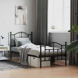 Berkfield Home Metal Bed Frame with Headboard & Footboard Black 90x200 cm - thumbnail 2
