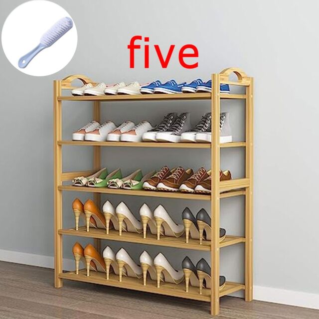 VOGREX 5 TIERS BAMBOO SHOE RACK FOOTWEAR ORGANISER WOODEN STORAGE SHELVES in Brown - image 1