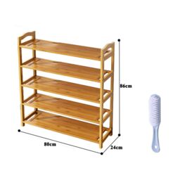 VOGREX 5 TIERS BAMBOO SHOE RACK FOOTWEAR ORGANISER WOODEN STORAGE SHELVES in Brown - thumbnail 2