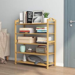 VOGREX 5 TIERS BAMBOO SHOE RACK FOOTWEAR ORGANISER WOODEN STORAGE SHELVES in Brown - thumbnail 3