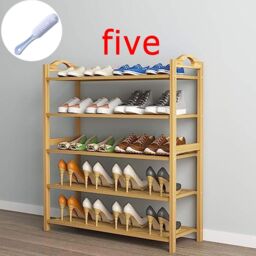 VOGREX 5 TIERS BAMBOO SHOE RACK FOOTWEAR ORGANISER WOODEN STORAGE SHELVES in Brown - thumbnail 1
