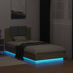 Berkfield Home Durable Bed Frame with LED without Mattress Sonoma Oak 90x190 cm in Brown - Size: Single - thumbnail 4